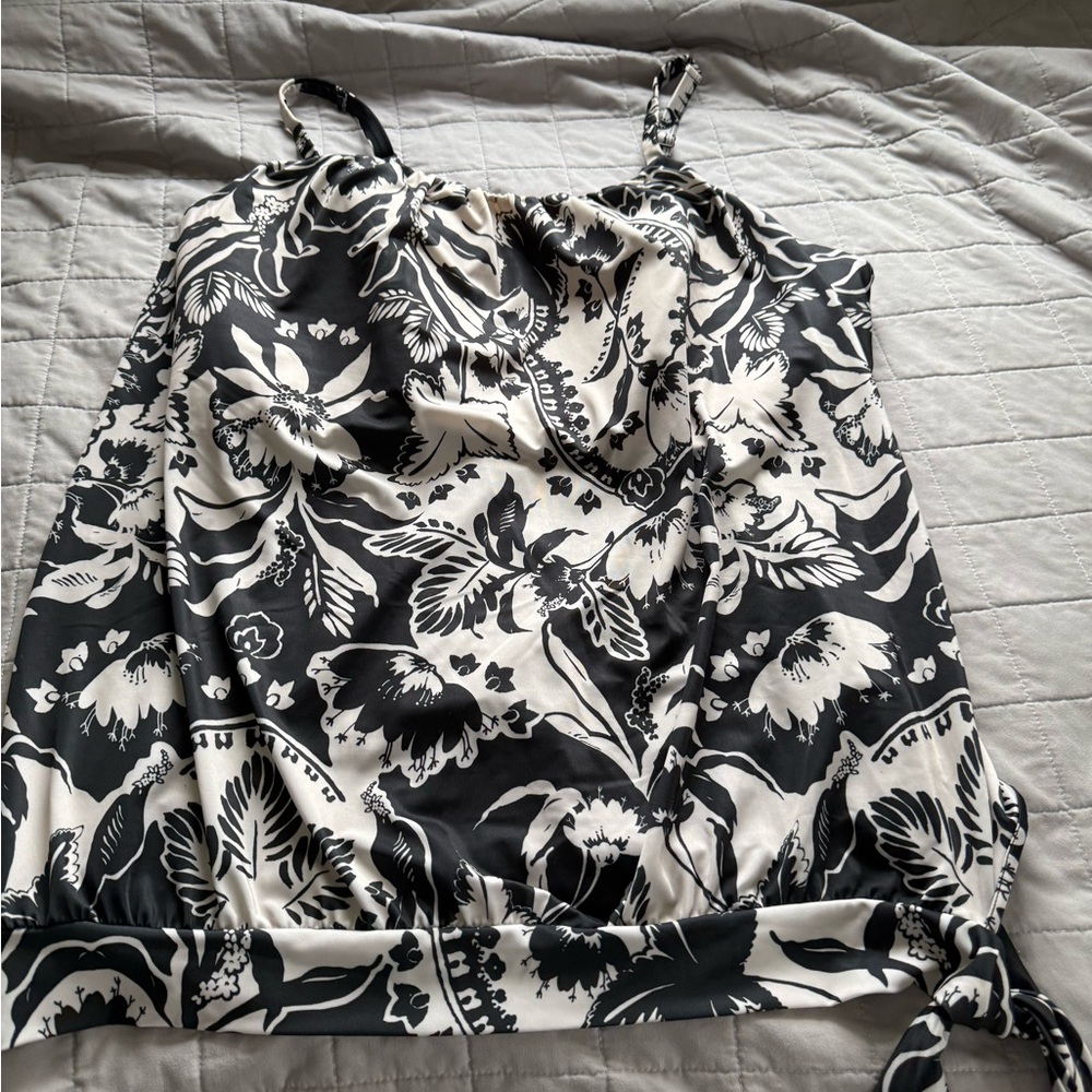 Lane Bryant Black and Tan Floral Swim Top - 28
